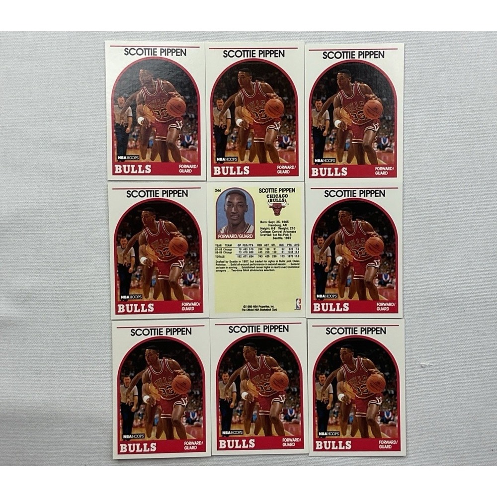 Scottie Pippen Card 244 1989-90 NBA Hoops Chicago Bulls Lot of 50 Cards
